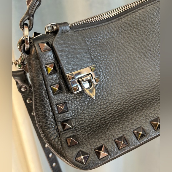 Black leather with silver studs Valentino purse with detachable longer strap! - Picture 9 of 13